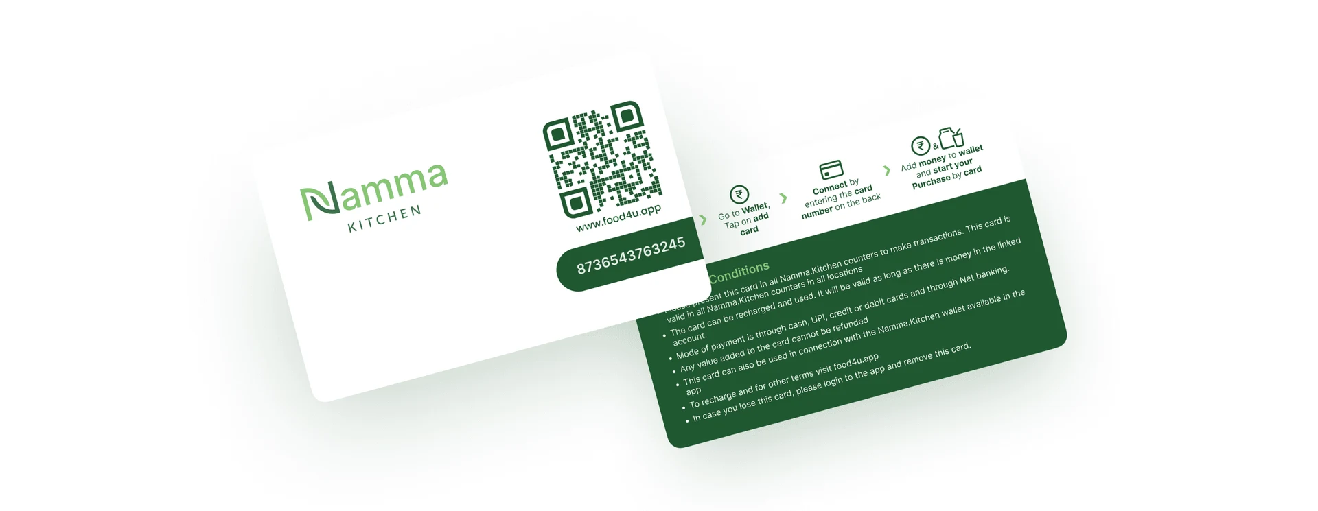 Front and back of Namma Kitchen membership cards